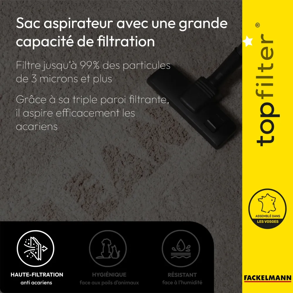 4 sacs aspirateur Rowenta Silence Force Moulinex TopFilter Premium Top Filter