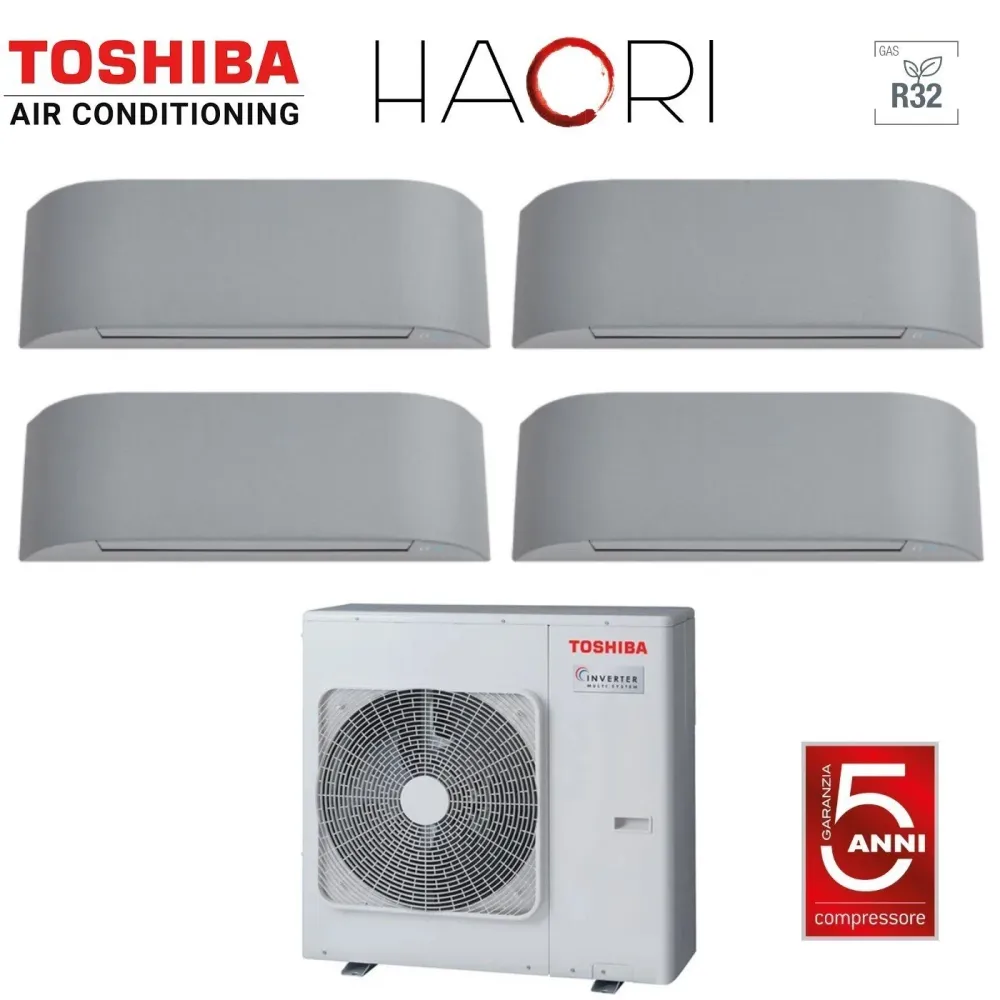 Toshiba Climatiseur Quad Split Inverter Série Haori 10+10+13+16 (9+9+12+15) Ras-4m27u2avg-E R-32 Wi-Fi intégré 10000+10000...