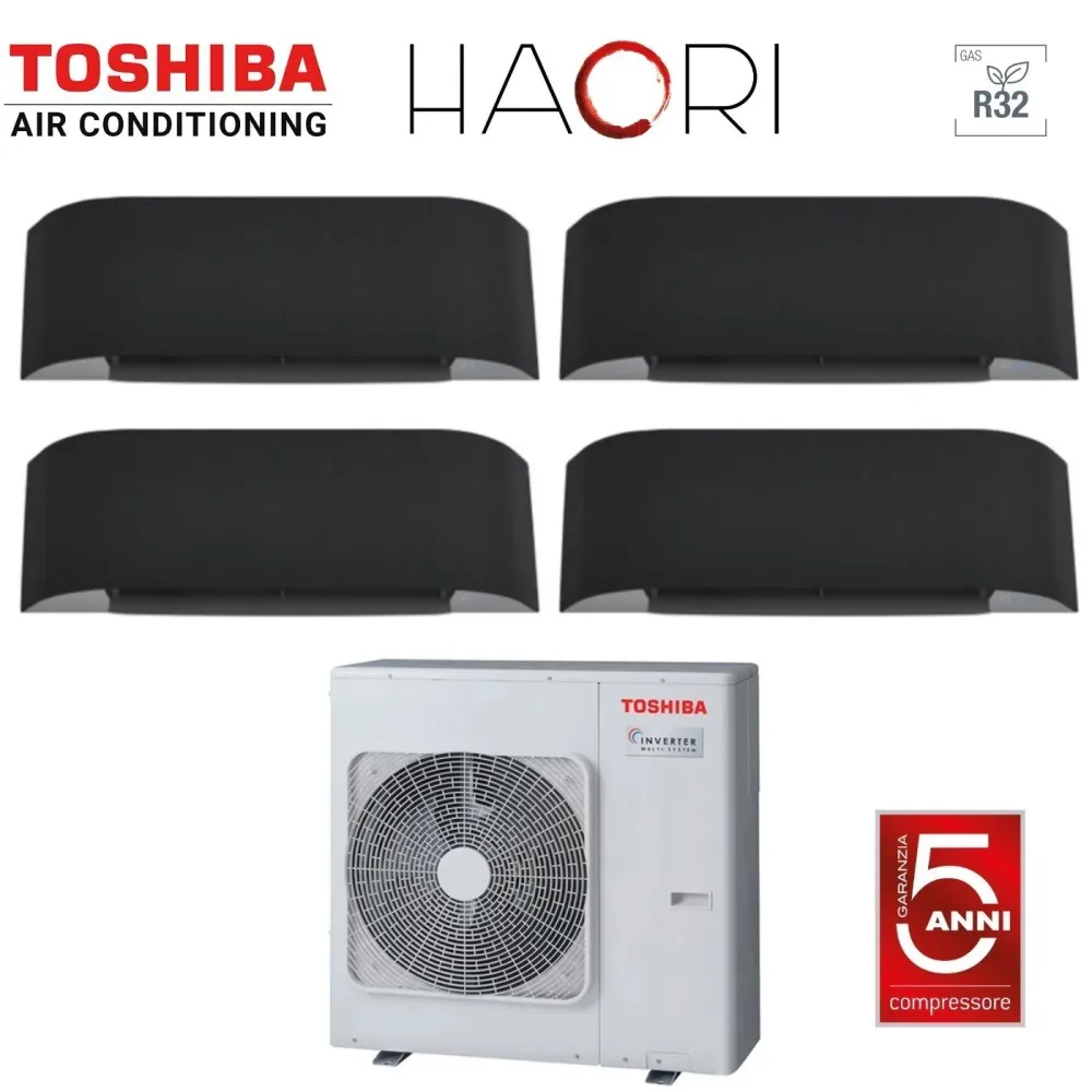 Toshiba Climatiseur Quad Split Inverter Série Haori 13+13+13+13 (12+12+12+12) Ras-4m27u2avg-E R-32 Wi-Fi intégré 13000+130...