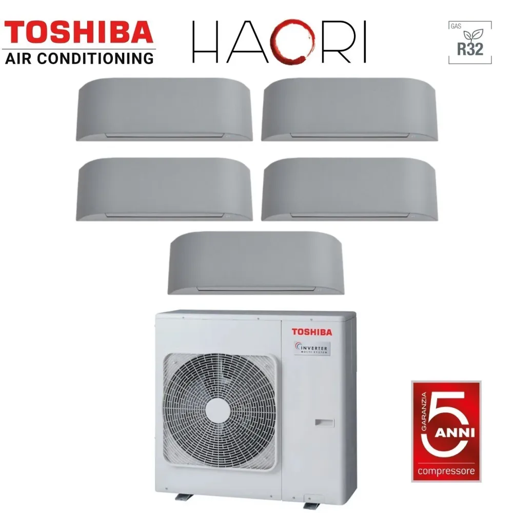Toshiba Penta Split Inverter Climatiseur Série Haori 10+10+10+10+13 (9+9+9+9+12) Ras-5m34u2avg-E R-32 Wi-Fi intégré 10000+...