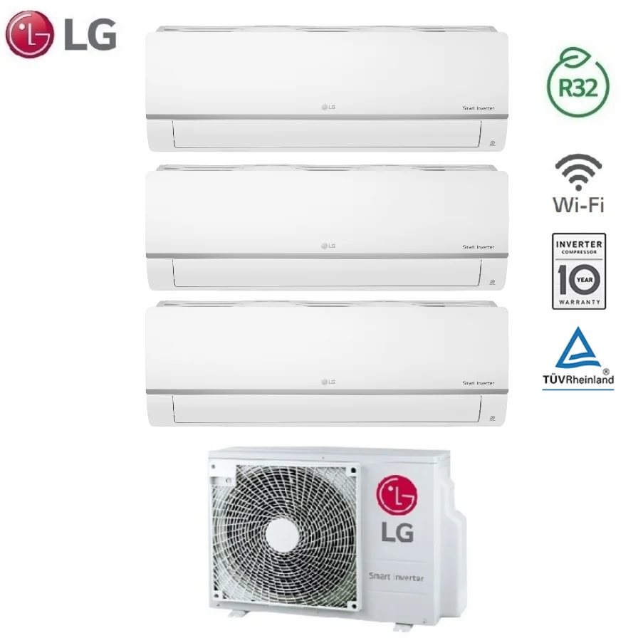 LG Trial Split Inverter Climatiseur Libero Smart 7 + 7 + 12 Series avec MU3R21 R-32 7000 + 7000 + 12000 Wi-Fi intégré