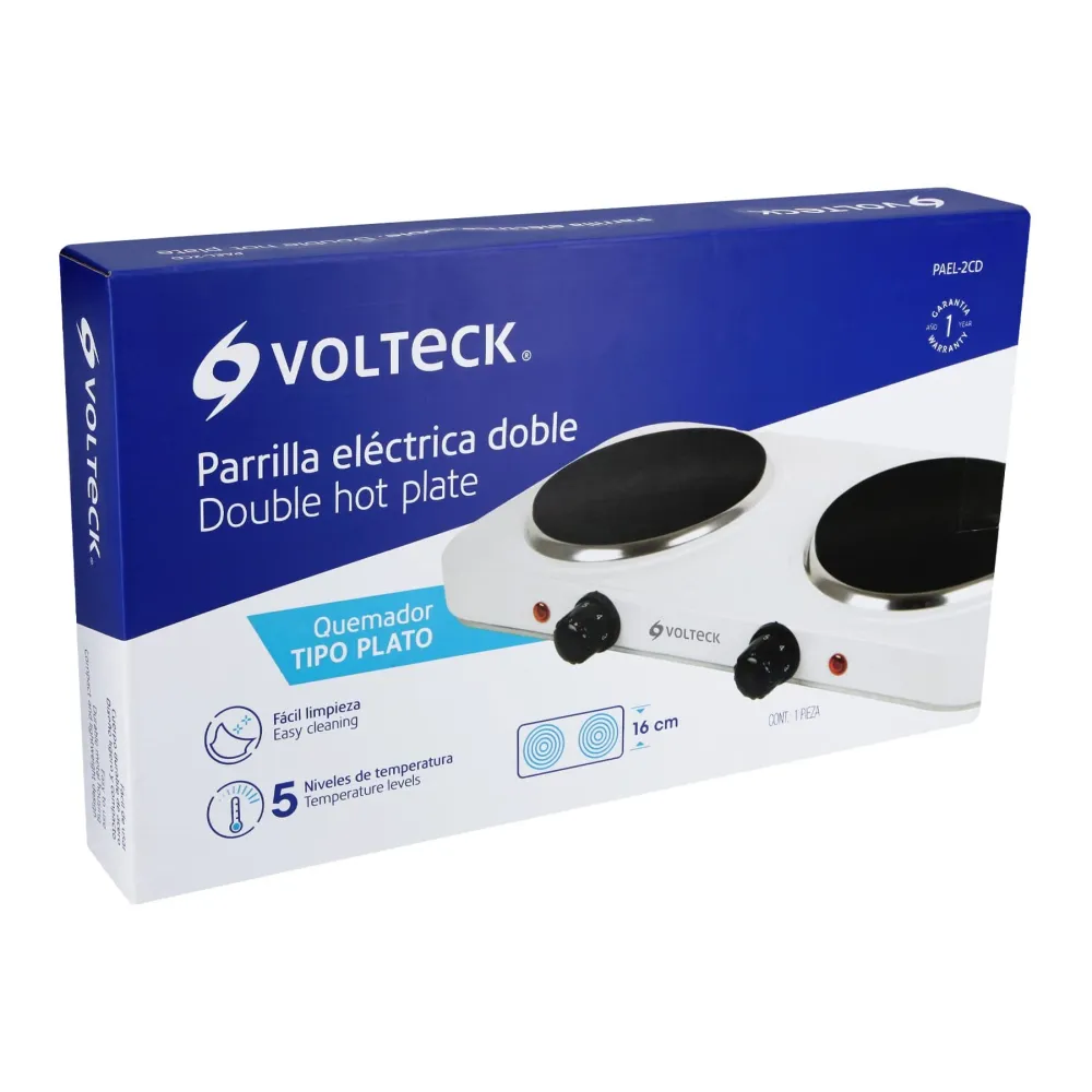 Parrilla Electrica Doble Quemador Tipo Disco Blanca Pael-2Cd Volteck 49990 Truper