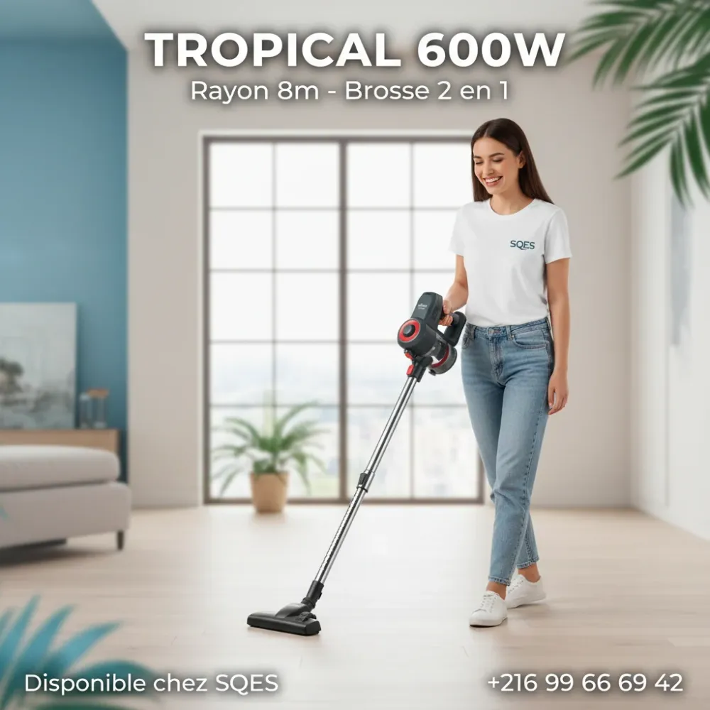 Aspirateur Balai Tropical 600W Filaire - Système Cyclonique Filtre HEPA UFESA