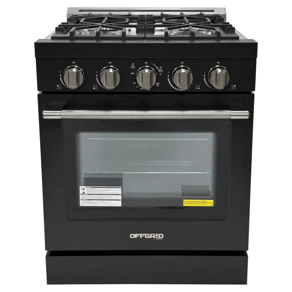 Cuisinière au propane hors réseau unique de 76 cm, noire