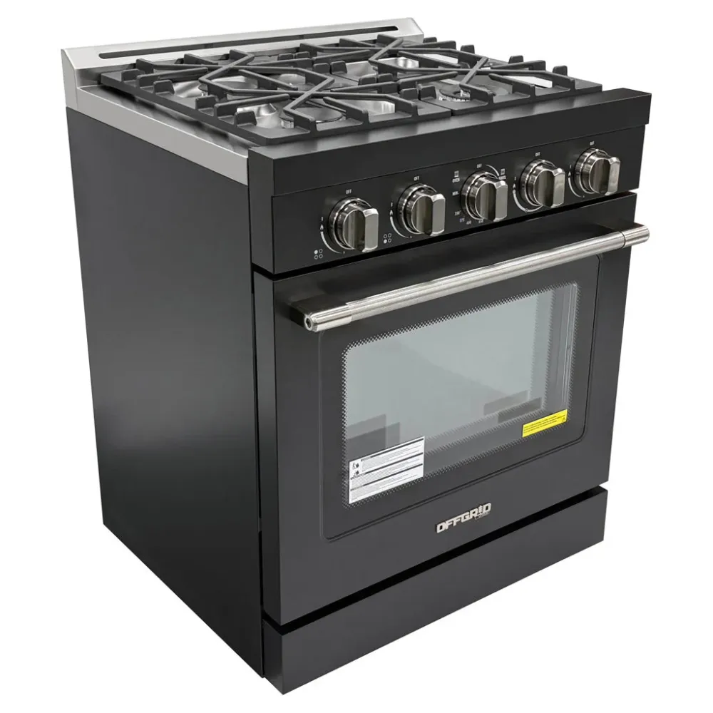 Cuisinière au propane hors réseau unique de 76 cm, noire
