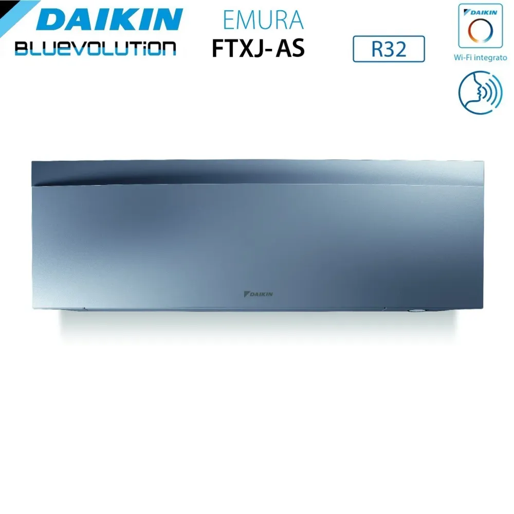 Unité Intérieure Murale Daikin Série Bluevolution Emura Silver Iii 9000 Btu Ftxj25as R-32 Wi-Fi Intégré Couleur Argent