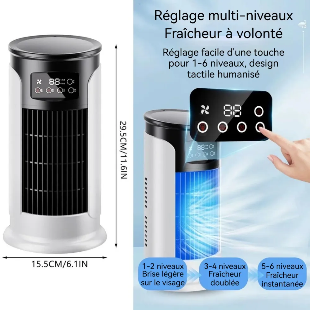 Ventilateur 30cm Réservoir d'eau de 300 ml 6 vitesses de ventilation Prise USB Minuterie Modèle de bureau d'été Mini Venti...