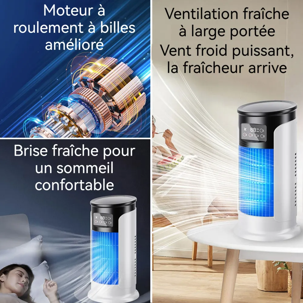 Ventilateur 30cm Réservoir d'eau de 300 ml 6 vitesses de ventilation Prise USB Minuterie Modèle de bureau d'été Mini Venti...