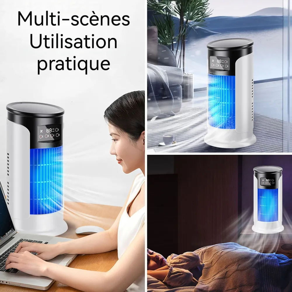 Ventilateur 30cm Réservoir d'eau de 300 ml 6 vitesses de ventilation Prise USB Minuterie Modèle de bureau d'été Mini Venti...