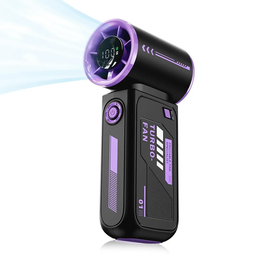 Ventilateur 3600mAh 125x59X40mm 100 niveaux vitesse affichage LED prise Type-C mini ventilateur portatif facile à transporter
