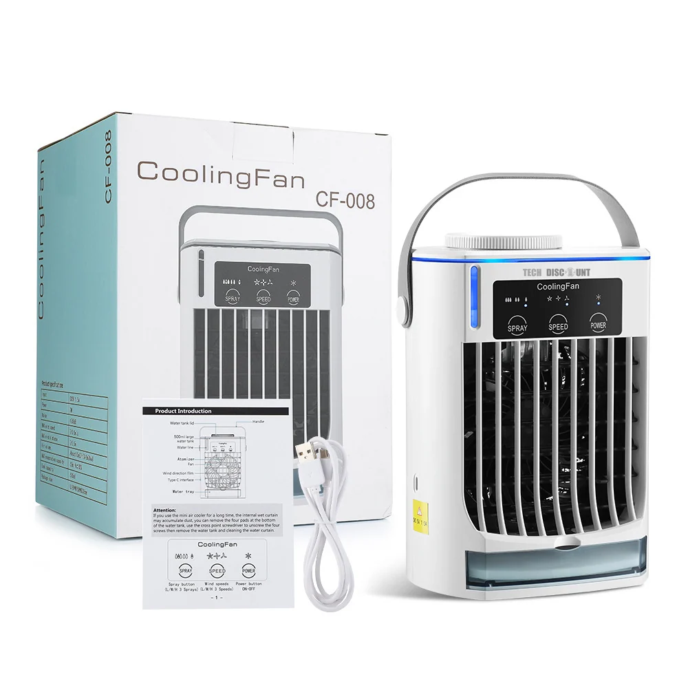 Ventilateur de bureau 3 vitesses réglables Atomisation par ultrasons Réservoir d'eau de grande capacité de 500 ml Refroidi...