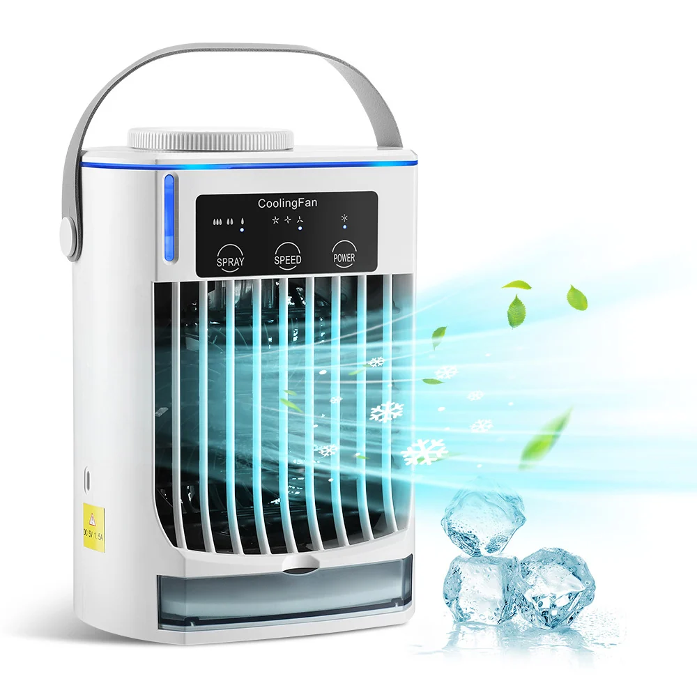 Ventilateur de bureau 3 vitesses réglables Atomisation par ultrasons Réservoir d'eau de grande capacité de 500 ml Refroidi...