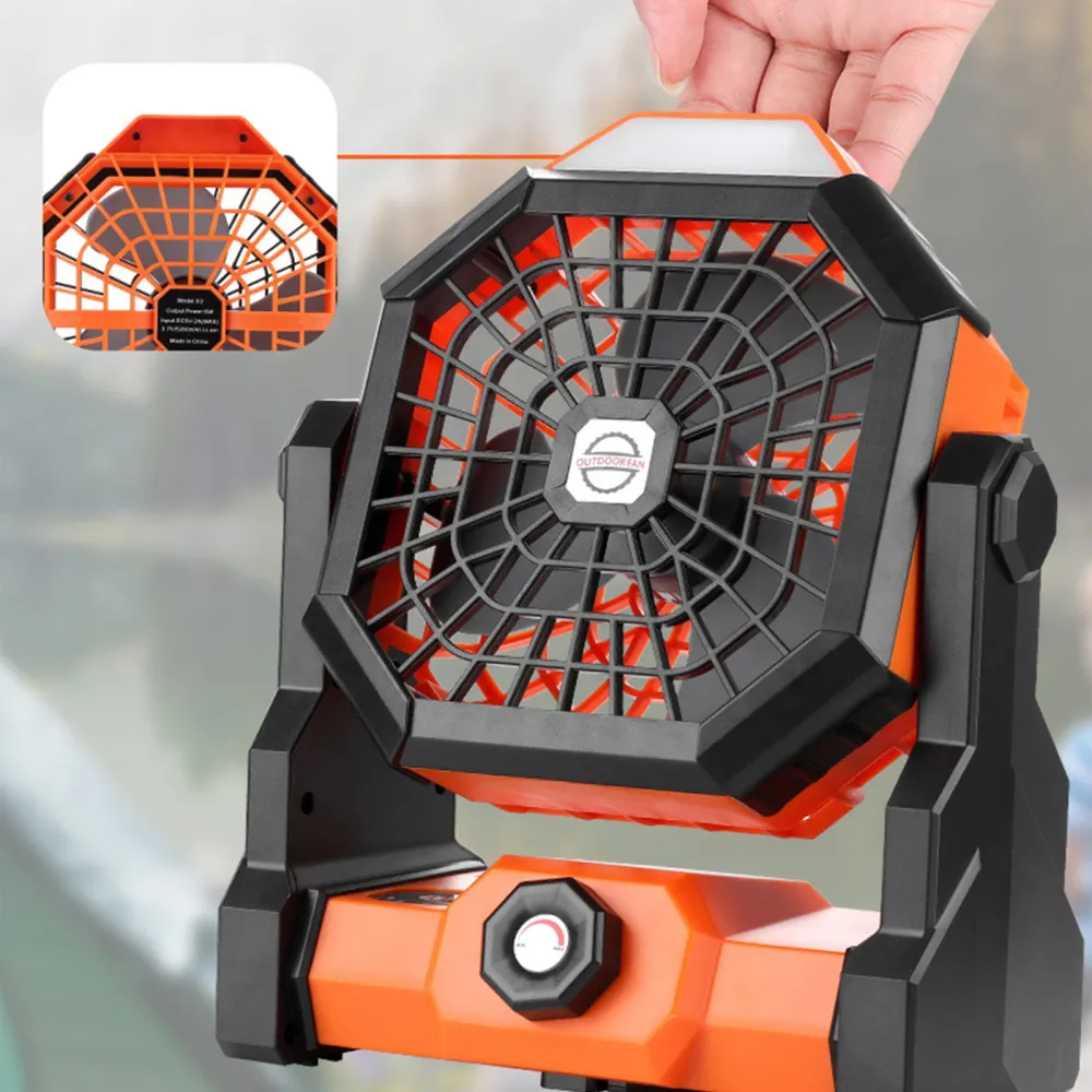 Ventilateur de contrôle de vitesse de ventilateur extérieur portable éclairage de ventilateur de camping à charge de vent...