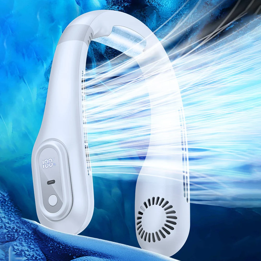 Ventilateur de cou 3000 mAh Affichage digital intelligent Très longue durée de vie de la batterie Mini ventilateur de cou