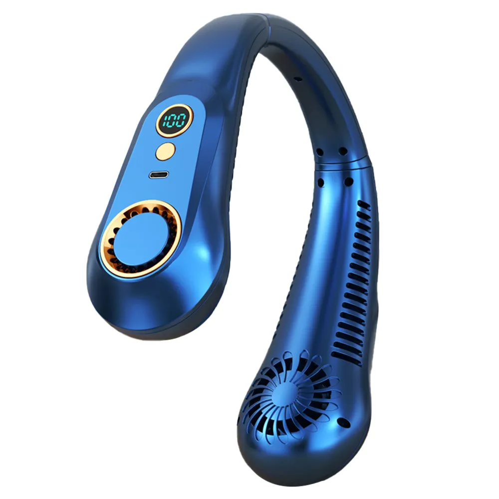 Ventilateur de cou sans pales 3000mah rechargeable à 5 vitesses avec affichage numérique éventail de cou ventilateur portable