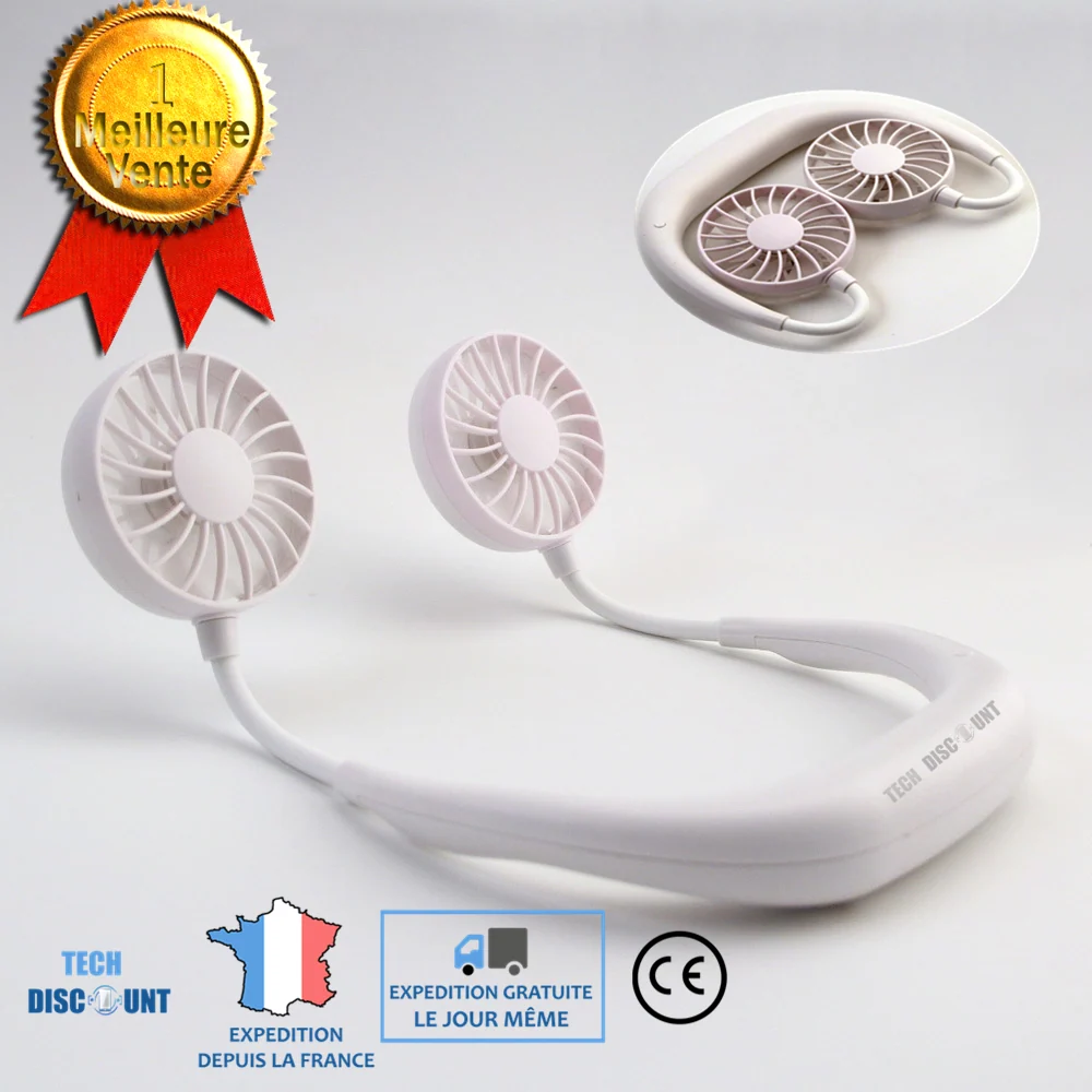TD® Ventilateur format de cou conception à col mains libres ventilateur idéal pour sport ou travail bureau conception ABS...