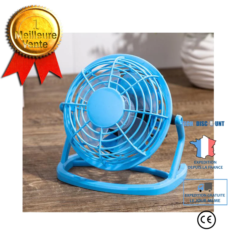 TD® Ventilateur électrique Mini en plastique 4 pouces Portable/pour ordinateur de bureau/Efficace Bleu /Multi fonctionnel...