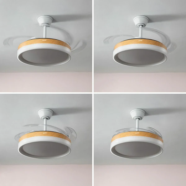 Ventilateur de plafond avec lumière LED et 4 pales rétractables - Livraison offerte