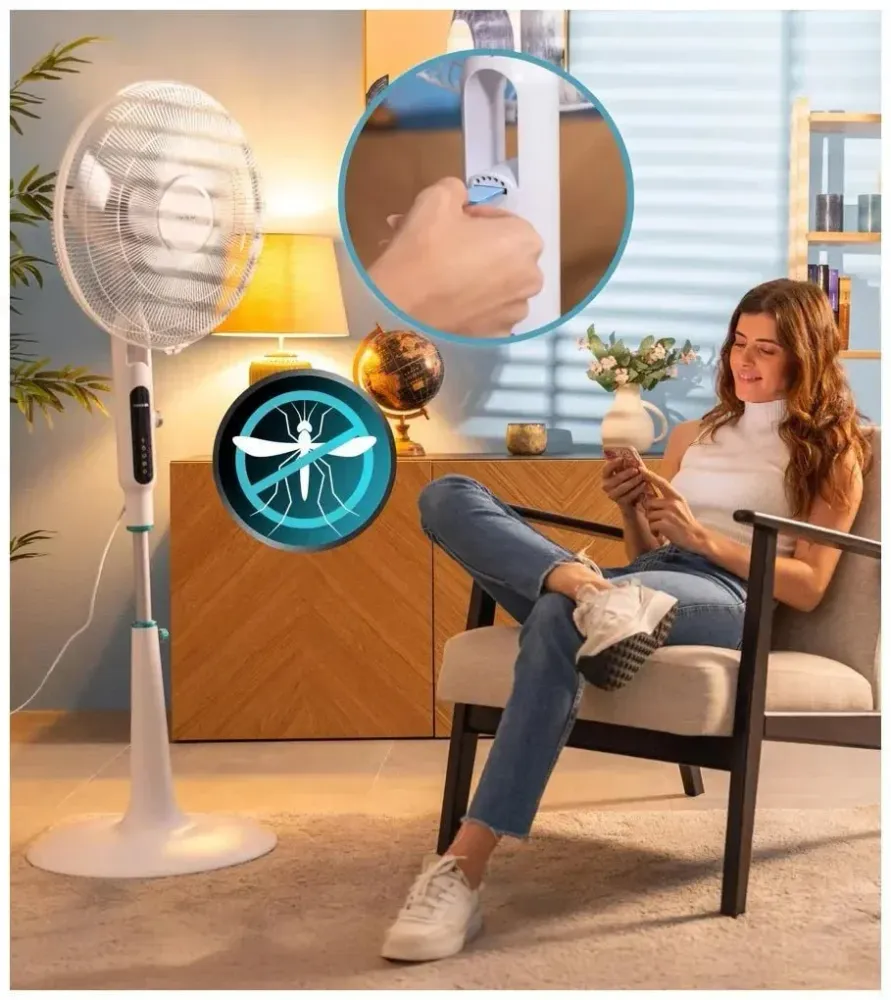 Ventilateur sur pied 65 W avec répulsif anti moustiques télécommande minuterie Cecotec