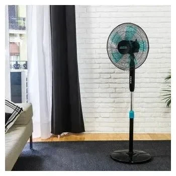 Ventilateur sur pied 3 vitesses réglable en hauteur noir et turquoise Energysilence 510 Cecotec
