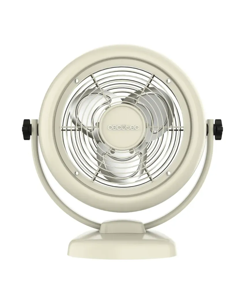 ventilateur de table rétro beige 20 W 8 pouces 2 vitesses design élégant Cecotec