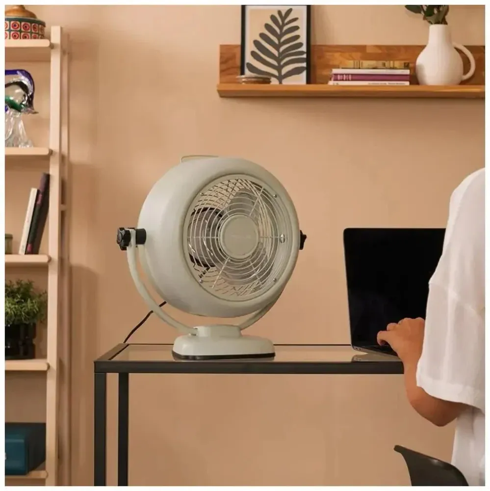 ventilateur de table rétro beige 20 W 8 pouces 2 vitesses design élégant Cecotec