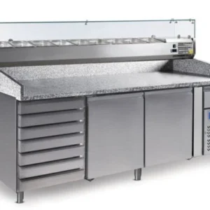 Meuble réfrigéré inox pizza & salade – plan granit 390/580 L vivier-mcp
