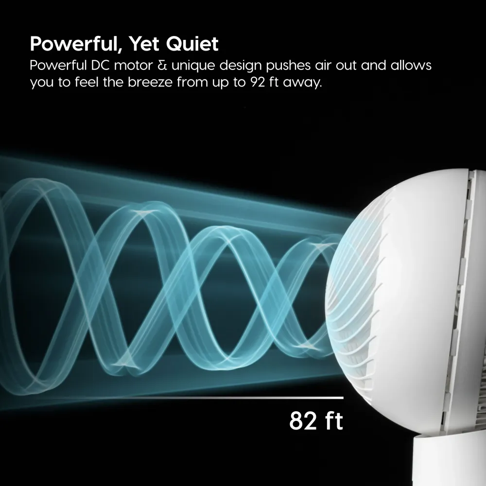 WOOZOO® Globe Fan - Moteur CC multi-oscillations, puissant et silencieux, télécommande