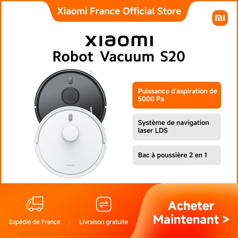 Xiaomi Robot Vacuum S20 | Navigation Laser LDS | Aspiration 5000 Pa | 2-en-1 Aspire & Lave