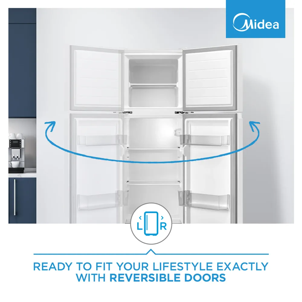 Midea 173L Top Mount Freezer Blanc pur