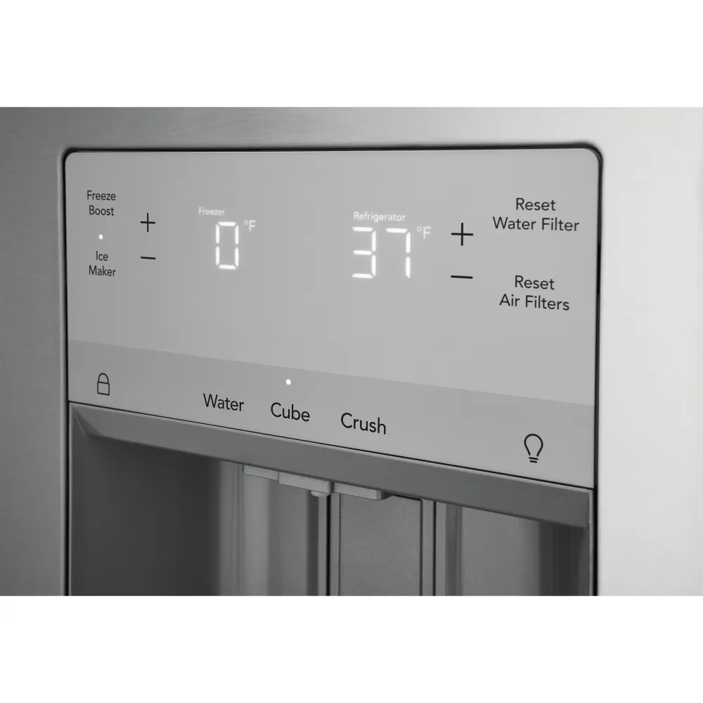 Congélateur Énergie +++ Frigidaire Réfrigérateur trois portes avec porte à deux battants de 36 po, 22.6 pi cu avec distrib...