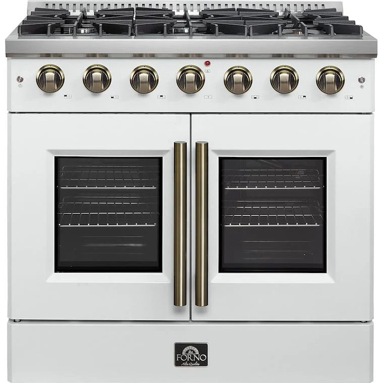 Forno Cuisinière autoportante à gaz de 36 pouces avec technologie convection FFSGS6444-36WHT à commandes tournantes