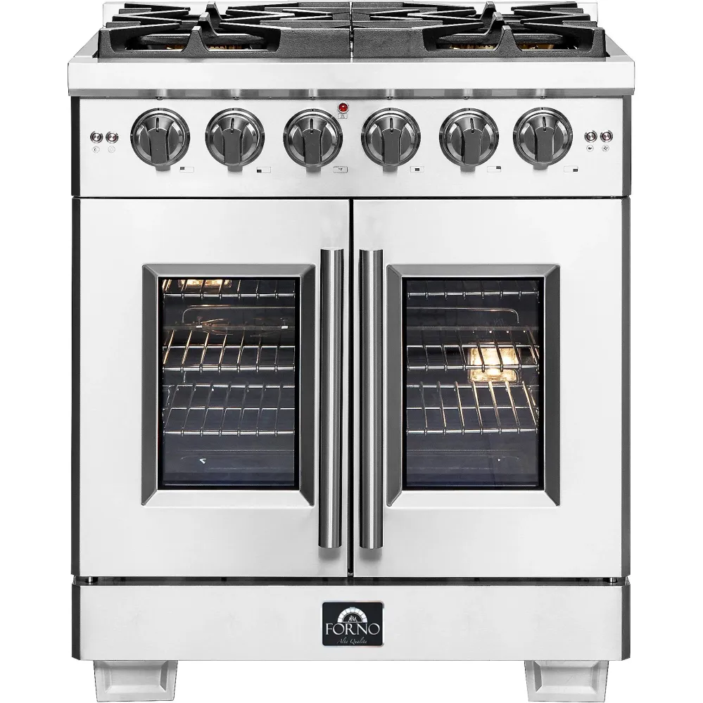 Forno Cuisinière à gaz autoportante Capriasca de 30 po avec portes françaises FFSGS6460-30 avec minuterie numérique
