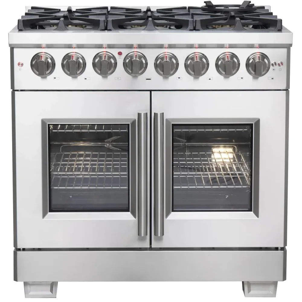 Forno Galiano Cuisinière autoportante à portes françaises de 48 po FFSGS6387-36 avec Four à Pyrolyse