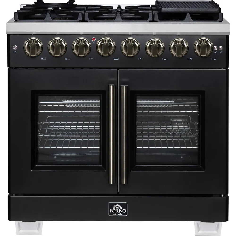 Professionnel Inox Forno Galiano Cuisinière autoportante à portes françaises de 48 po FFSGS6387-36BLK