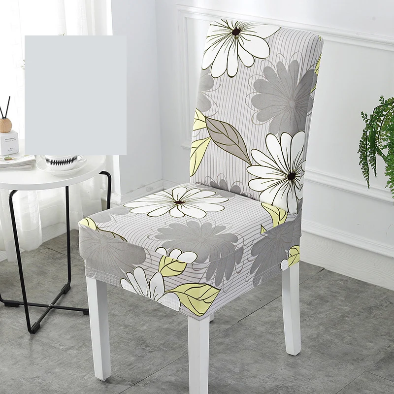 Housse de chaise Fleurie Gris 1001 Housses