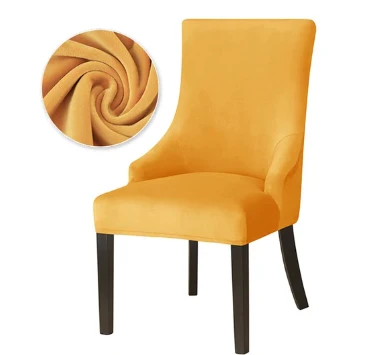 Housse de chaise Inclinée Velours Jaune Moutarde 1001 Housses