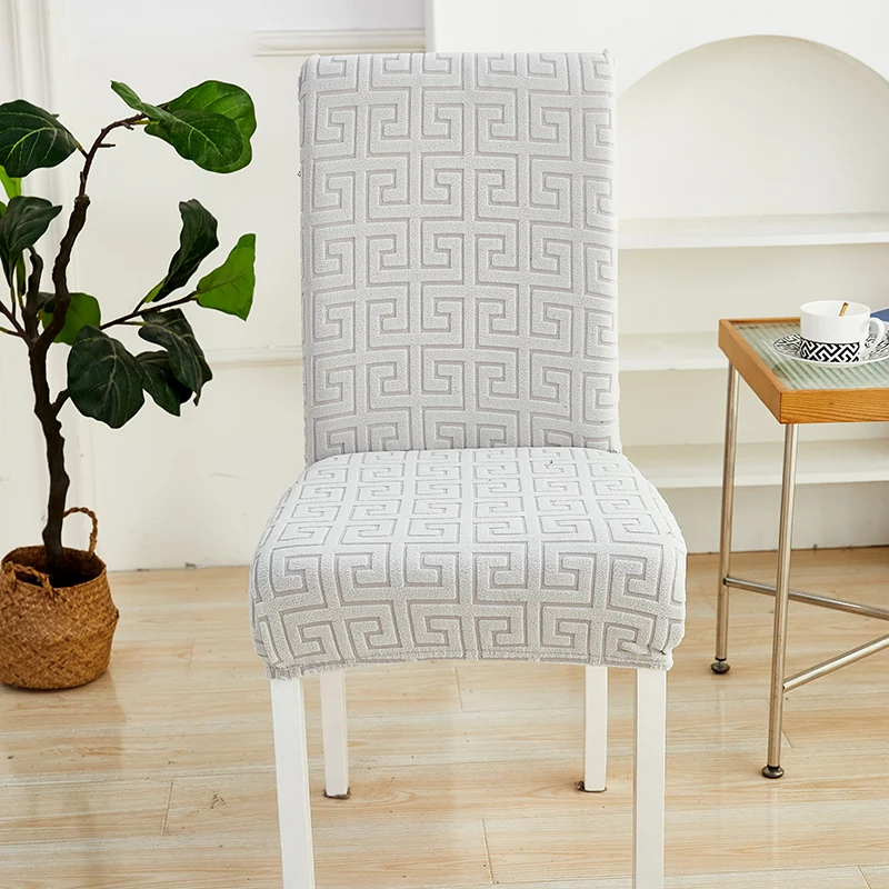 Housse de chaise Labyrinthe Gris Clair 1001 Housses