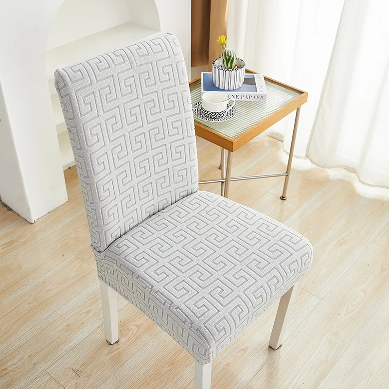 Housse de chaise Labyrinthe Gris Clair 1001 Housses