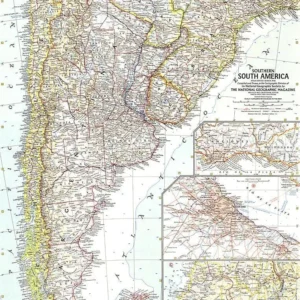 1958 Carte du sud de l'Amérique du Sud