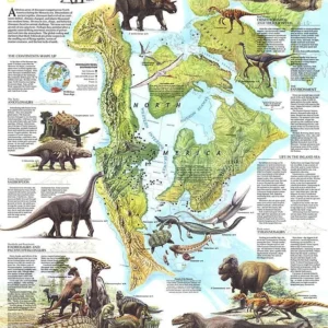 1993 Carte L'Amérique du Nord à l'ère des dinosaures