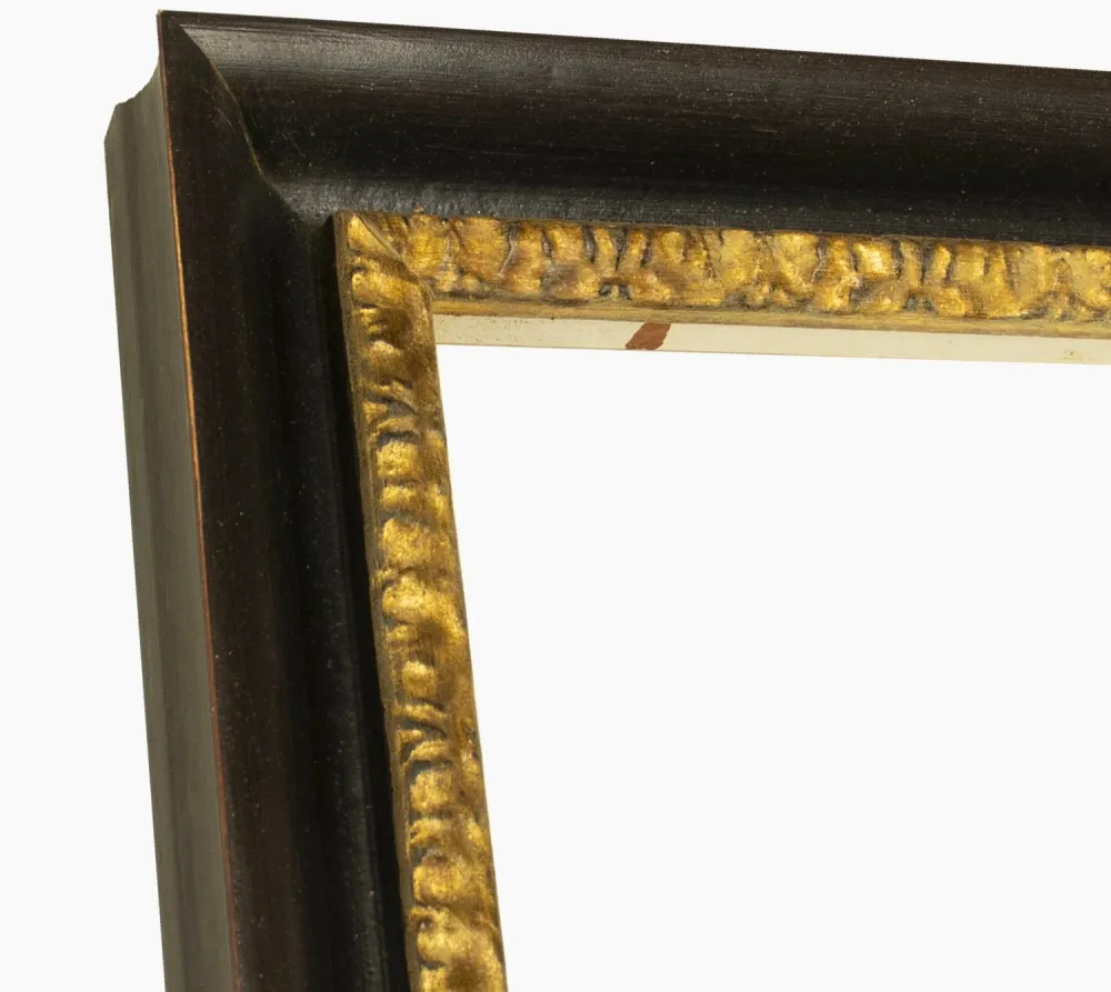 230.601 cadre en bois noire à cire avec fil d'or mesure de profil 45x45 mm