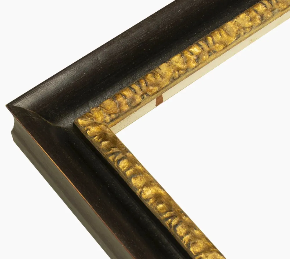 230.601 cadre en bois noire à cire avec fil d'or mesure de profil 45x45 mm