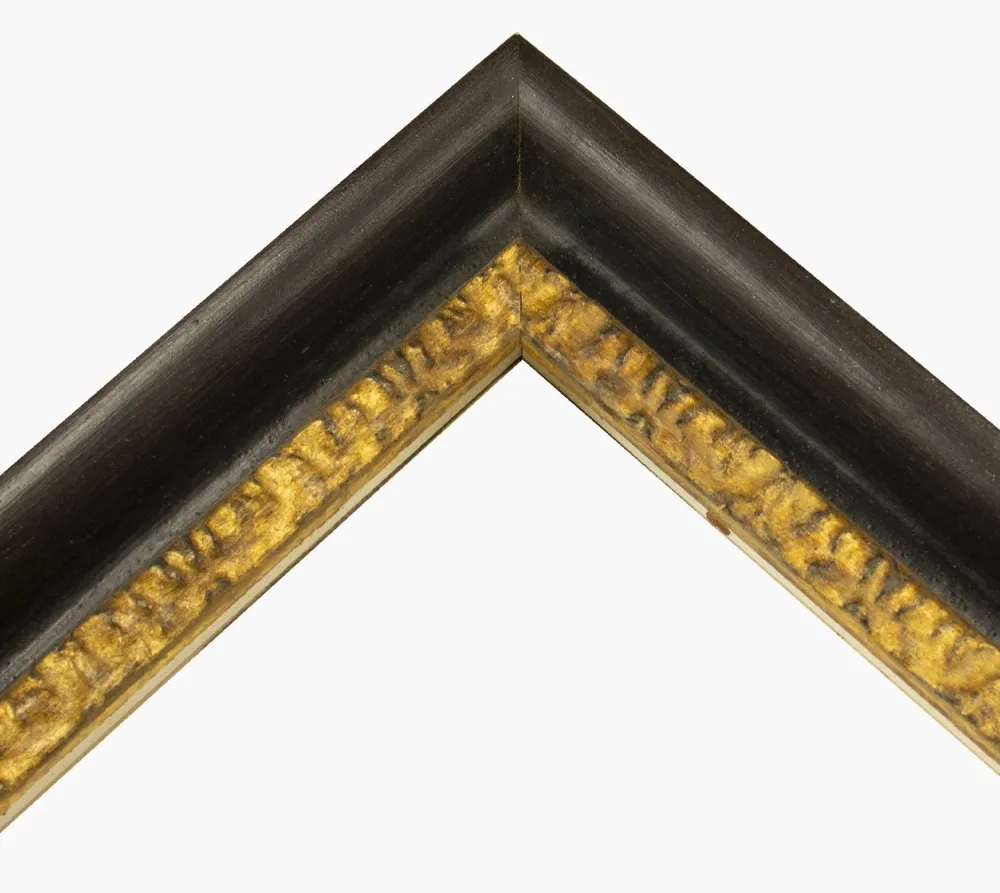 230.601 cadre en bois noire à cire avec fil d'or mesure de profil 45x45 mm