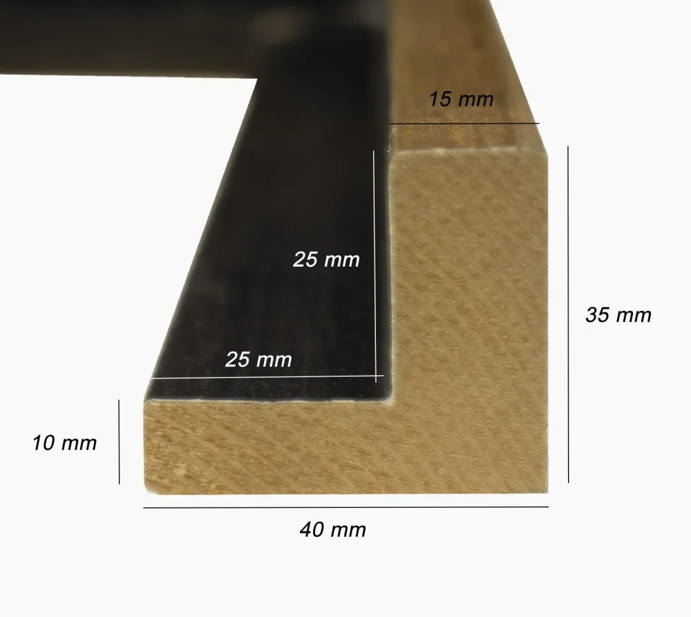 305.7601 cadre en bois noir et or mesure de profil 40x35 mm