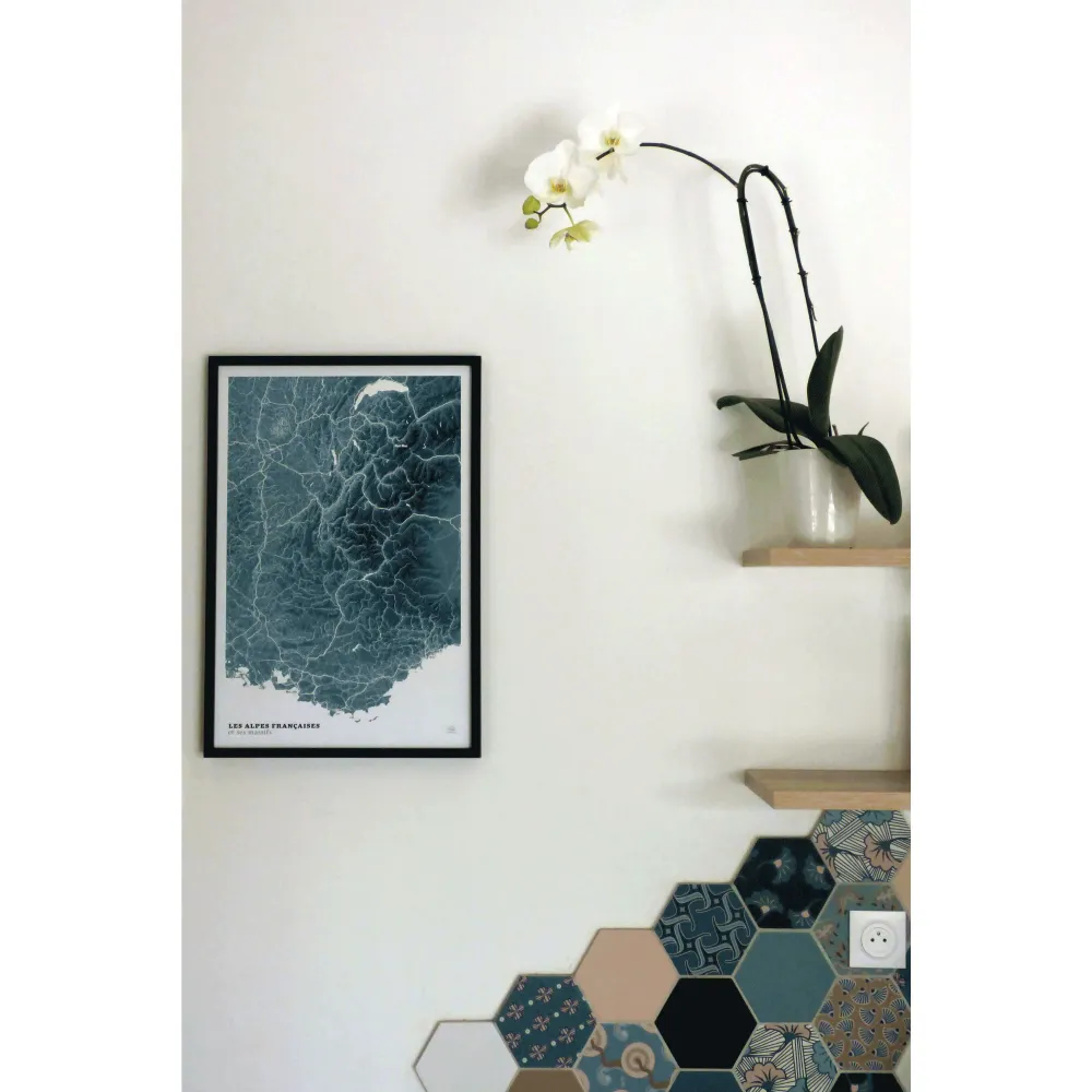 Poster - Les Alpes (Blue Design) - 41 cm x 61 cm | 3D Map