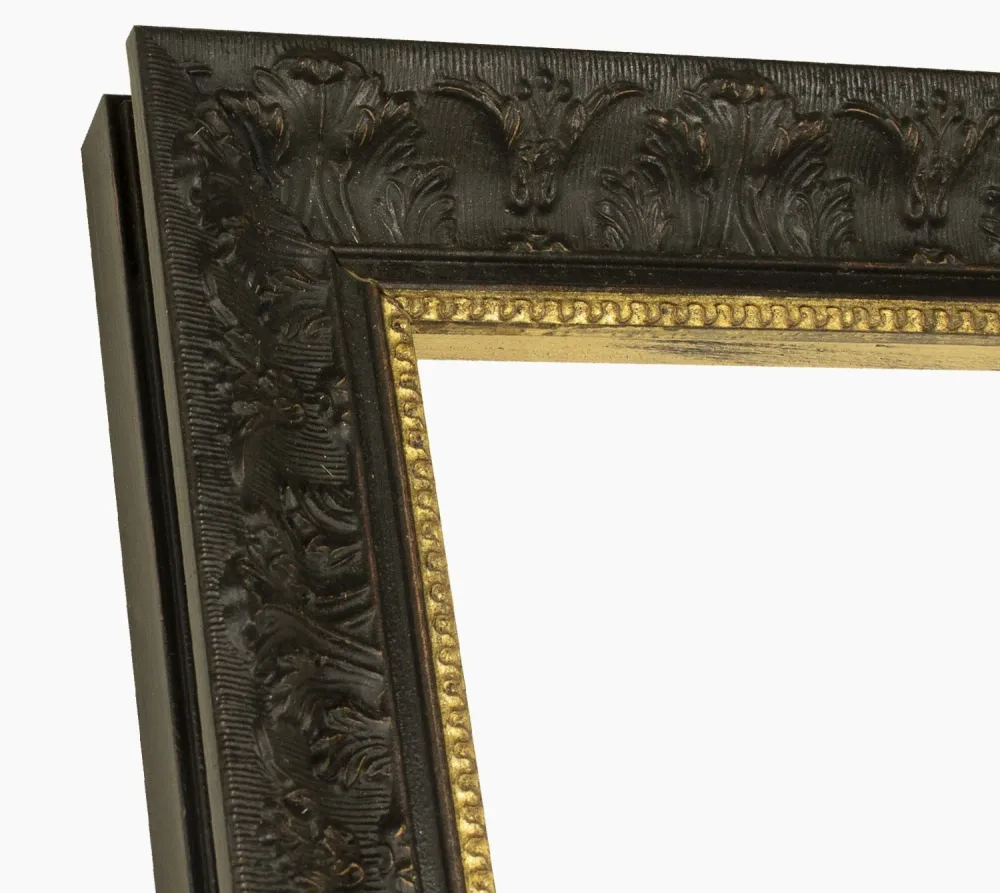 630.601 cadre en bois noire à cire avec fil d'or mesure de profil 60x47 mm