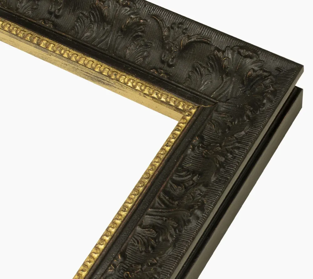 630.601 cadre en bois noire à cire avec fil d'or mesure de profil 60x47 mm