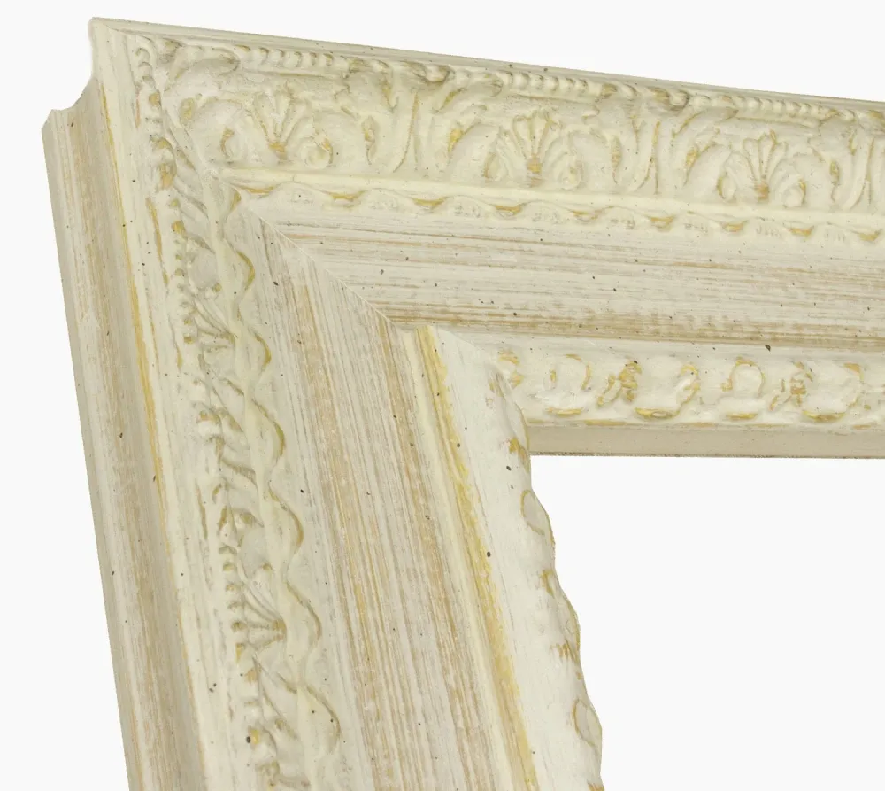 743.915 cadre en bois à fond ocre blanc mesure de profil 100x53 mm