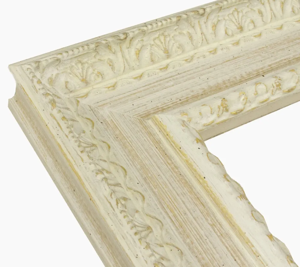 743.915 cadre en bois à fond ocre blanc mesure de profil 100x53 mm